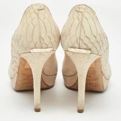 Dior Beige Python Embossed Nubuck Miss Dior Pumps Size 39