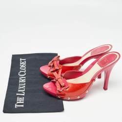 Dior Pink Patent Leather Bow Slide Sandals Size 36
