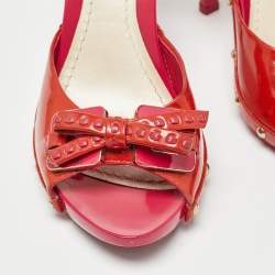 Dior Pink Patent Leather Bow Slide Sandals Size 36