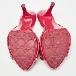 Dior Pink Patent Leather Bow Slide Sandals Size 36