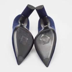 Pre Owned Dior Navy Blue Suede CD Chain Detail Pointed Toe Pumps Size 38.5