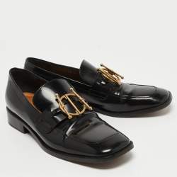 Dior Black Leather Slip On Loafers  Size 39