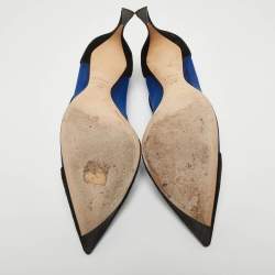 Pre Owned Dior Black/Blue Suede and Mesh Pointed Toe Pumps Size 39.5
