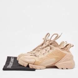 Pre Owned Dior Beige PVC and Fabric D-Connect Sneakers Size 38.5