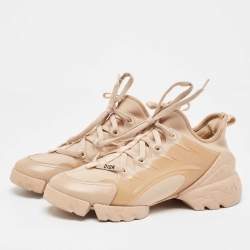 Pre Owned Dior Beige PVC and Fabric D-Connect Sneakers Size 38.5
