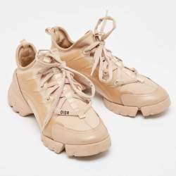 Pre Owned Dior Beige PVC and Fabric D-Connect Sneakers Size 38.5