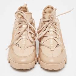 Pre Owned Dior Beige PVC and Fabric D-Connect Sneakers Size 38.5