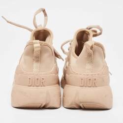 Pre Owned Dior Beige PVC and Fabric D-Connect Sneakers Size 38.5