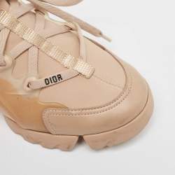 Pre Owned Dior Beige PVC and Fabric D-Connect Sneakers Size 38.5