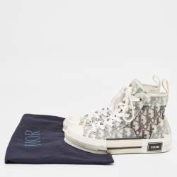 Pre Owned Dior Grey PVC and Mesh B23 High Top Sneakers Size 37.5