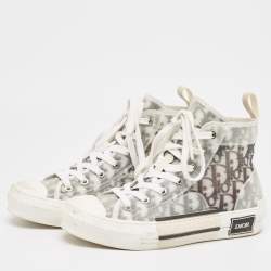 Pre Owned Dior Grey PVC and Mesh B23 High Top Sneakers Size 37.5
