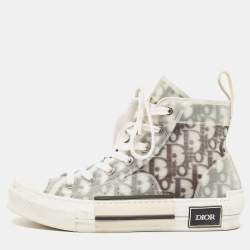 Pre Owned Dior Grey PVC and Mesh B23 High Top Sneakers Size 37.5