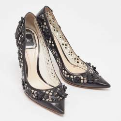 Dior Black Leather Flore Pointed Toe Pumps Size 39