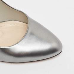 Dior Silver Leather Cannage  Block Heel Pumps Size 38