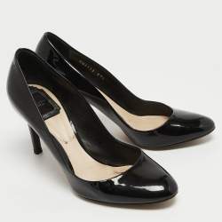 Dior Black Patent Leather Round Toe Pumps Size 37.5