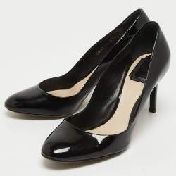 Dior Black Patent Leather Round Toe Pumps Size 37.5