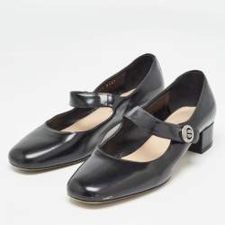 Dior Black Leather Uniform Mary Jane Pumps Size 35.5 