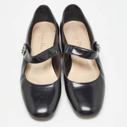 Dior Black Leather Uniform Mary Jane Pumps Size 35.5 