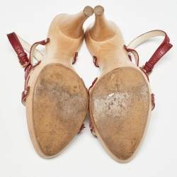 Dior  Burgundy Red Leather Ankle Strap Sandals Size 38.5