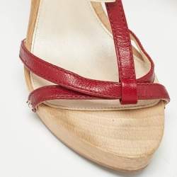 Dior  Burgundy Red Leather Ankle Strap Sandals Size 38.5