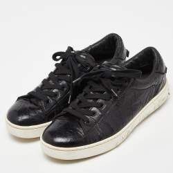 Dior Black Textured Leather Low Top Sneakers Size 37