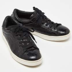 Dior Black Textured Leather Low Top Sneakers Size 37