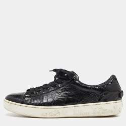 Dior Black Textured Leather Low Top Sneakers Size 37