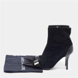 Dior Black Suede and Leather Pointed Toe Ankle Booties Size 40