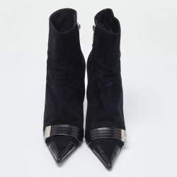 Dior Black Suede and Leather Pointed Toe Ankle Booties Size 40