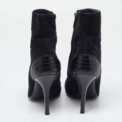 Dior Black Suede and Leather Pointed Toe Ankle Booties Size 40