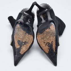 Dior Black Suede and Leather Pointed Toe Ankle Booties Size 40