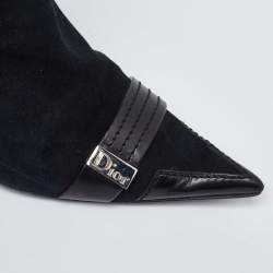 Dior Black Suede and Leather Pointed Toe Ankle Booties Size 40