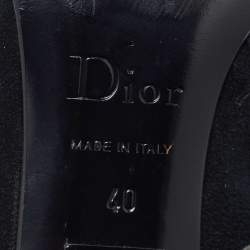 Dior Black Suede and Leather Pointed Toe Ankle Booties Size 40