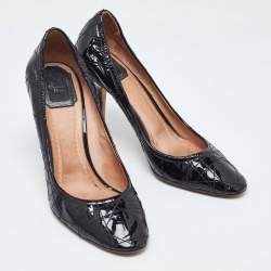 Dior Black Cannage Patent Leather Round Toe Pumps Size 39