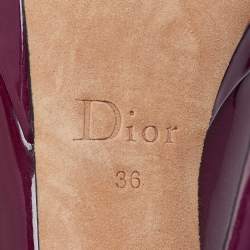 Dior Purple Patent Leather Miss Dior Peep Toe Platform Pumps Size 36