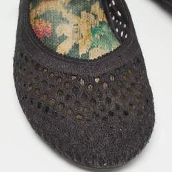 Dior Black Embroidered Mesh Poeme Ankle Tie Ballet Flats Size 37