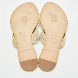 Dior Light Yellow Leather Strappy Serpent Toe Ring Slide Flats Size 38.5