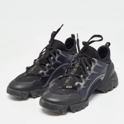 Pre Owned Dior Black Neoprene and Leather D-Connect Sneakers Size 39.5