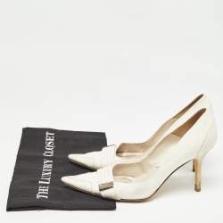 Dior White Leather Pointed Toe Pumps Size 38.5