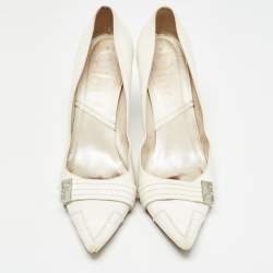 Dior White Leather Pointed Toe Pumps Size 38.5