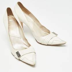 Dior White Leather Pointed Toe Pumps Size 38.5