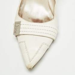 Dior White Leather Pointed Toe Pumps Size 38.5