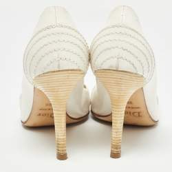 Dior White Leather Pointed Toe Pumps Size 38.5
