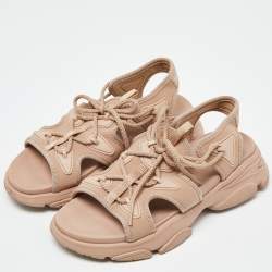 Dior Pink Canvas D-Connect Flat Sandals Size 39