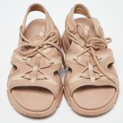 Dior Pink Canvas D-Connect Flat Sandals Size 39