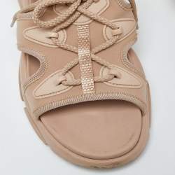 Dior Pink Canvas D-Connect Flat Sandals Size 39