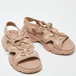 Dior Pink Canvas D-Connect Flat Sandals Size 39