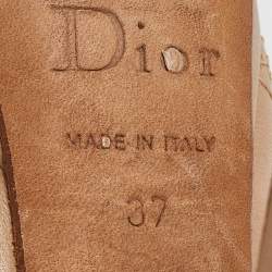 Pre Owned Dior Beige Cannage Leather Bow Peep Toe Pumps Size 37