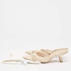 Dior Cream Embroidered Mesh Dior Capture Mules Size 39