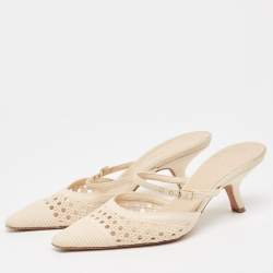 Dior Cream Embroidered Mesh Dior Capture Mules Size 39